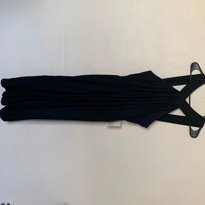 Black, halter, floor length dress.